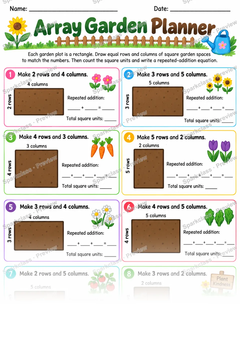 2.G.A.2 · Array Garden Planner — page 1