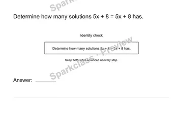 Identify infinitely many solutions — Grade 8 problem preview