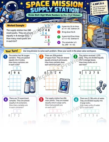 Divide With 1-Digit Divisors — Grade 4 worksheet preview