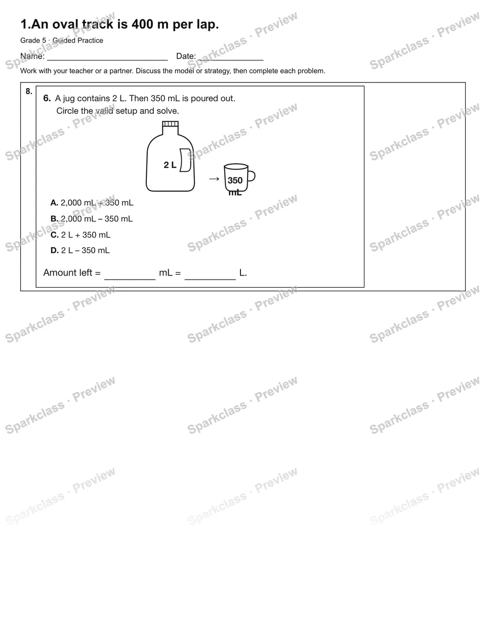 1.An oval track is 400 m per lap. — Guided Practice — page 3