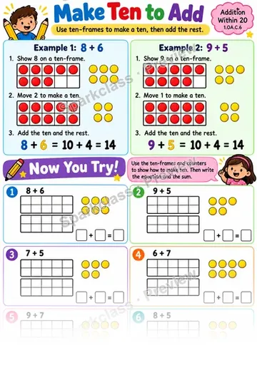 Make Ten Within Twenty — Grade 1 worksheet preview