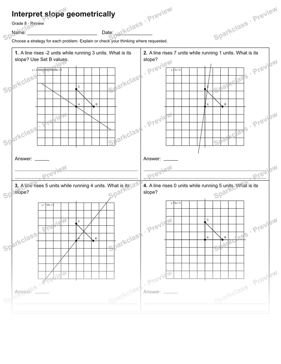 Interpret slope geometrically — Review — page 1
