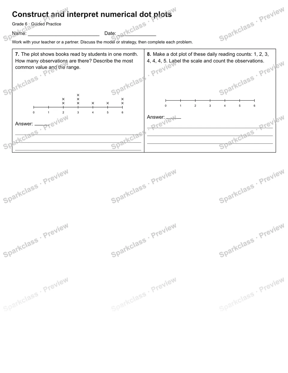 Construct and interpret numerical dot plots — Guided Practice — page 2