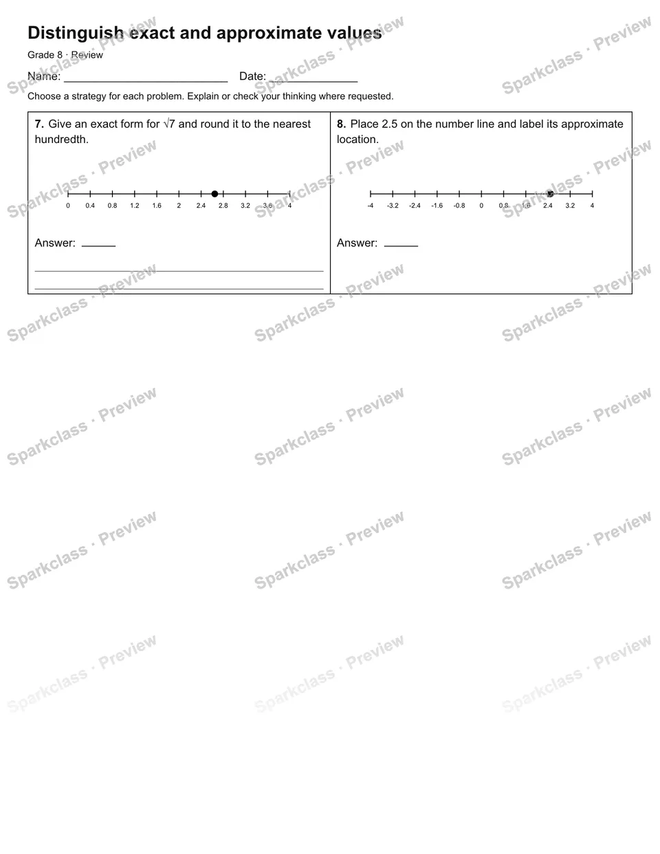 Distinguish exact and approximate values — Review — page 2