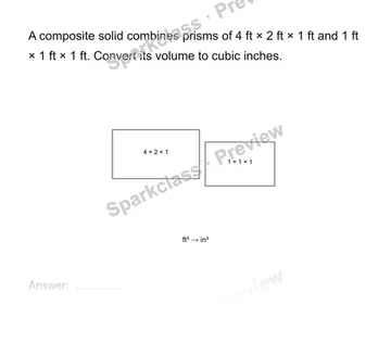 Convert units in a composite volume — Grade 8 problem preview