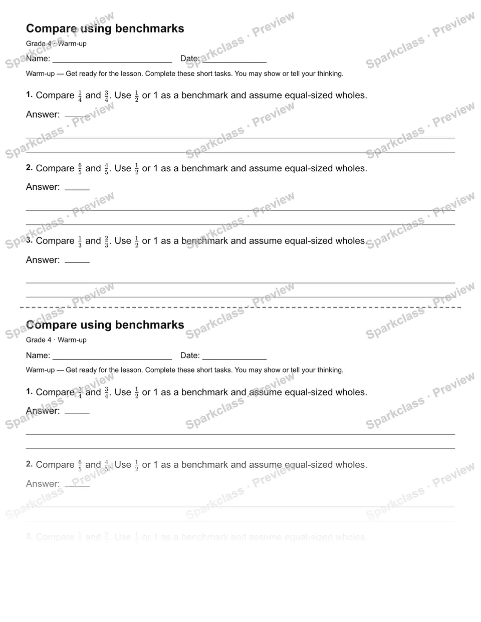Compare using benchmarks — Warm-up — page 1