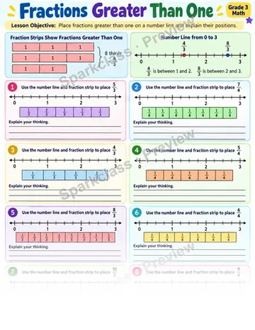 Fractions Greater Than One — Grade 3 worksheet preview