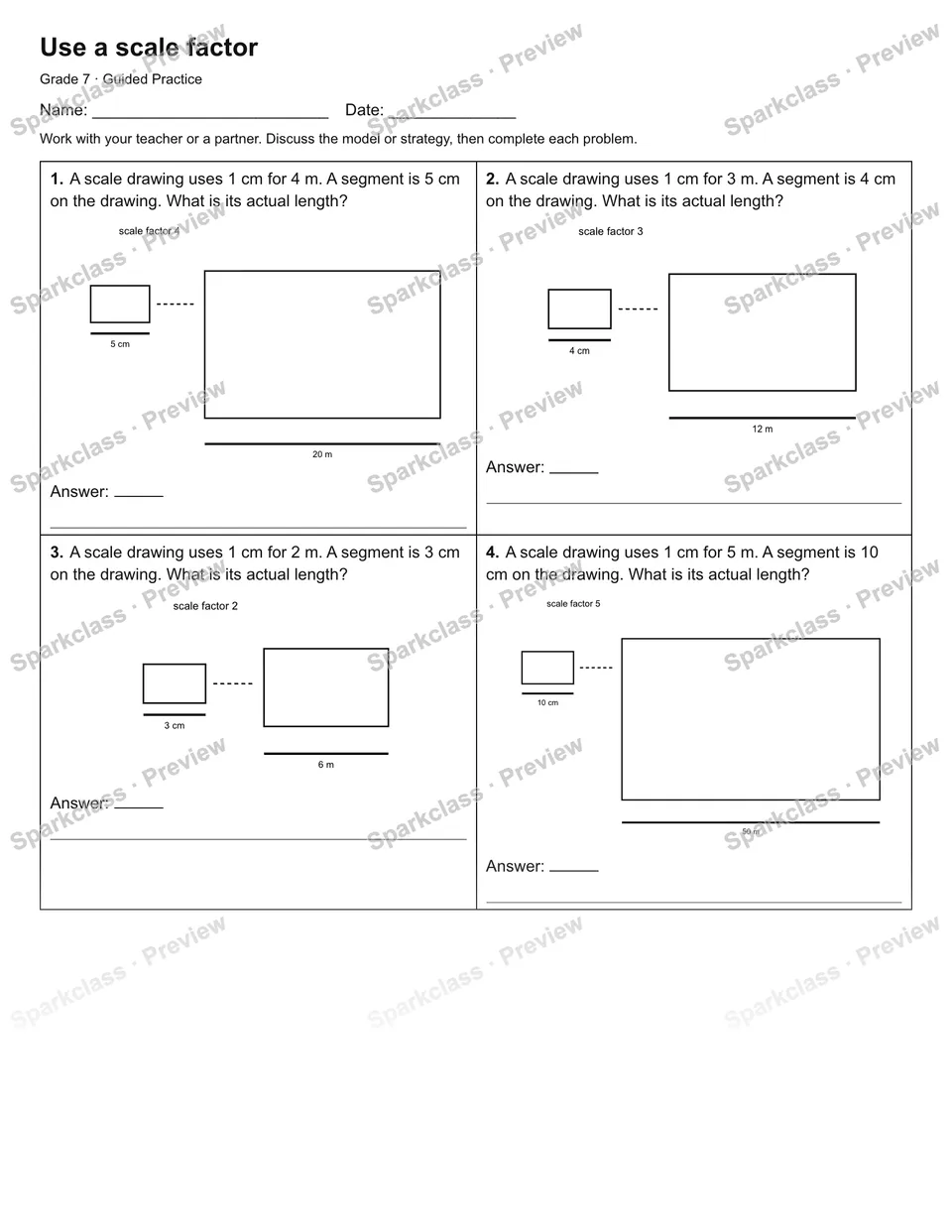 Use a scale factor — Guided Practice — page 1