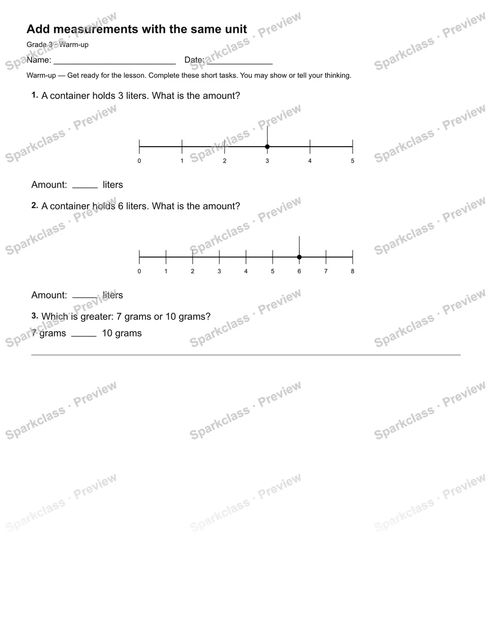 Add measurements with the same unit — Warm-up — page 2