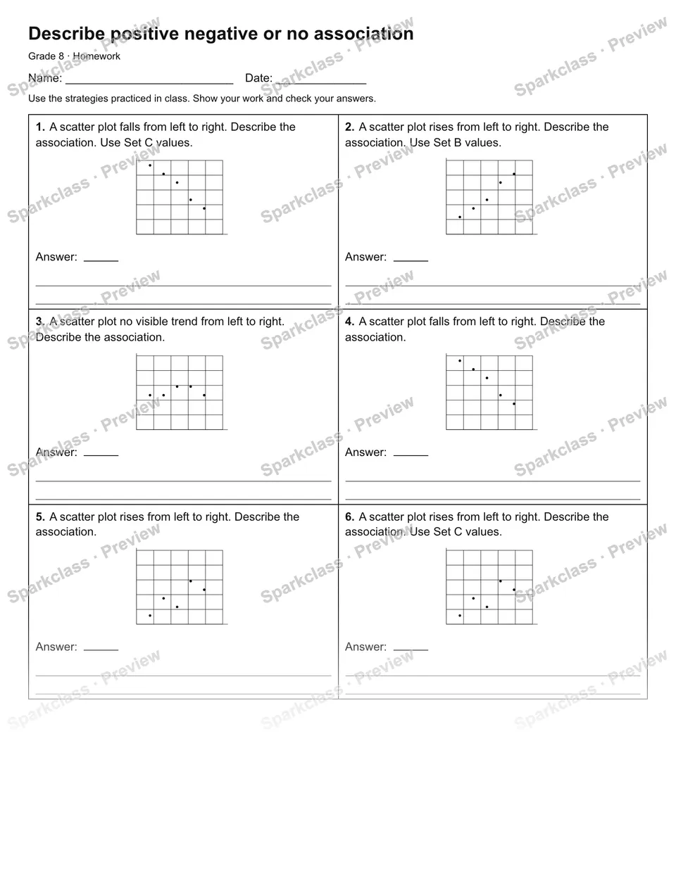 Describe positive negative or no association — Homework — page 1