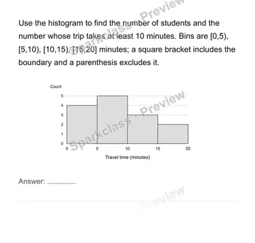 Construct and interpret equal-width histograms — Grade 6 problem preview