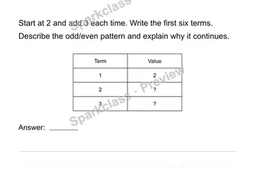 Generate and explain a number pattern — Grade 4 problem preview