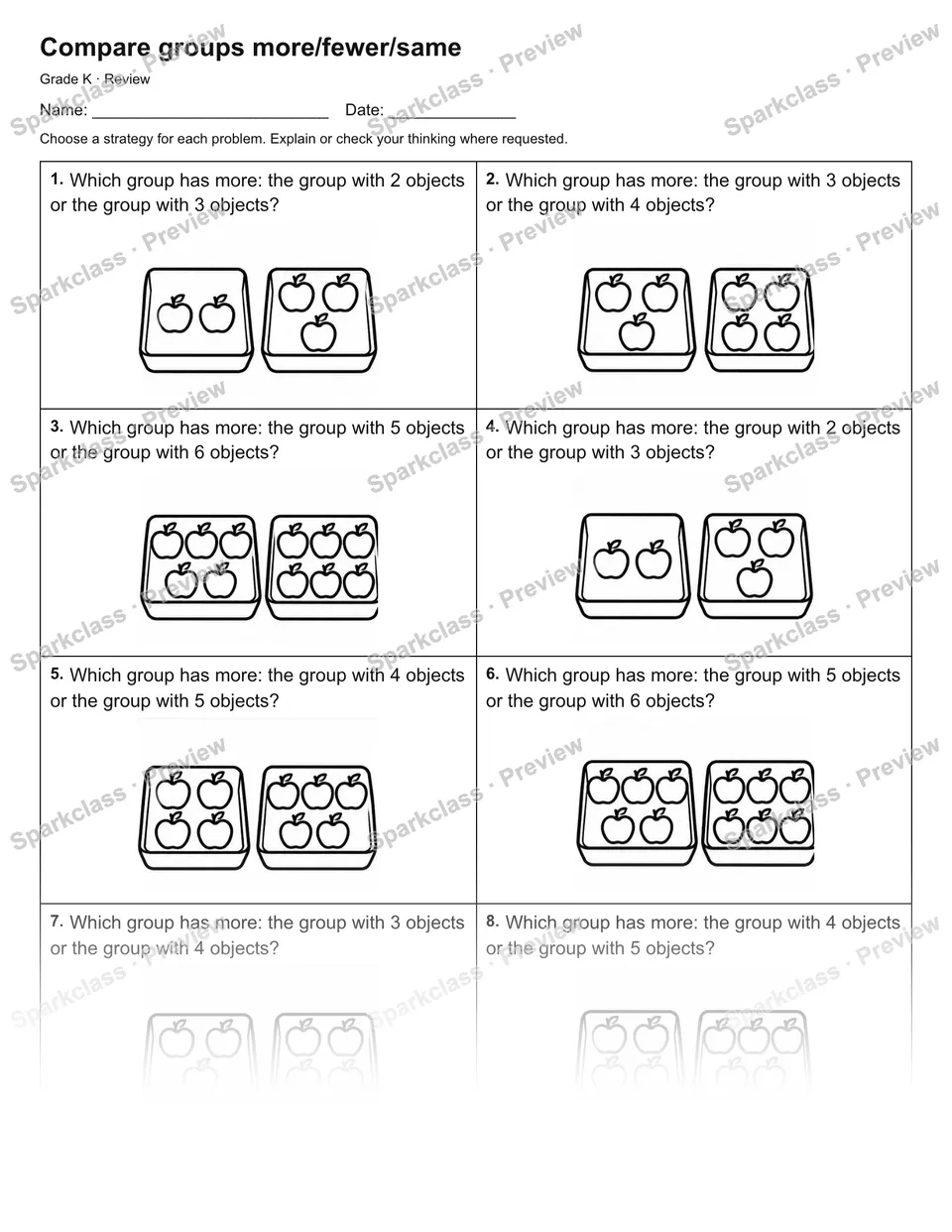 Compare groups more/fewer/same — Review — page 1