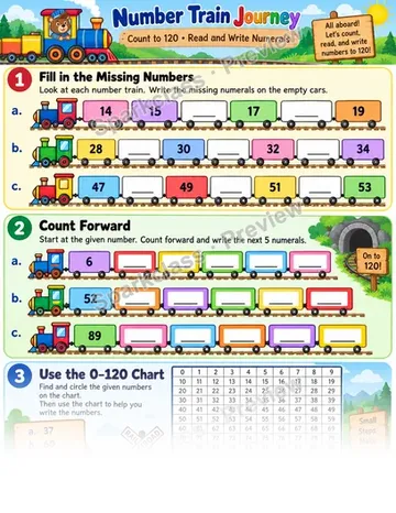 Number Train 120 — Grade 1 worksheet preview
