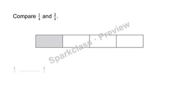 Compare same denominators — Grade 3 problem preview