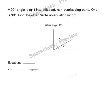 Find an unknown angle — Grade 4 problem preview