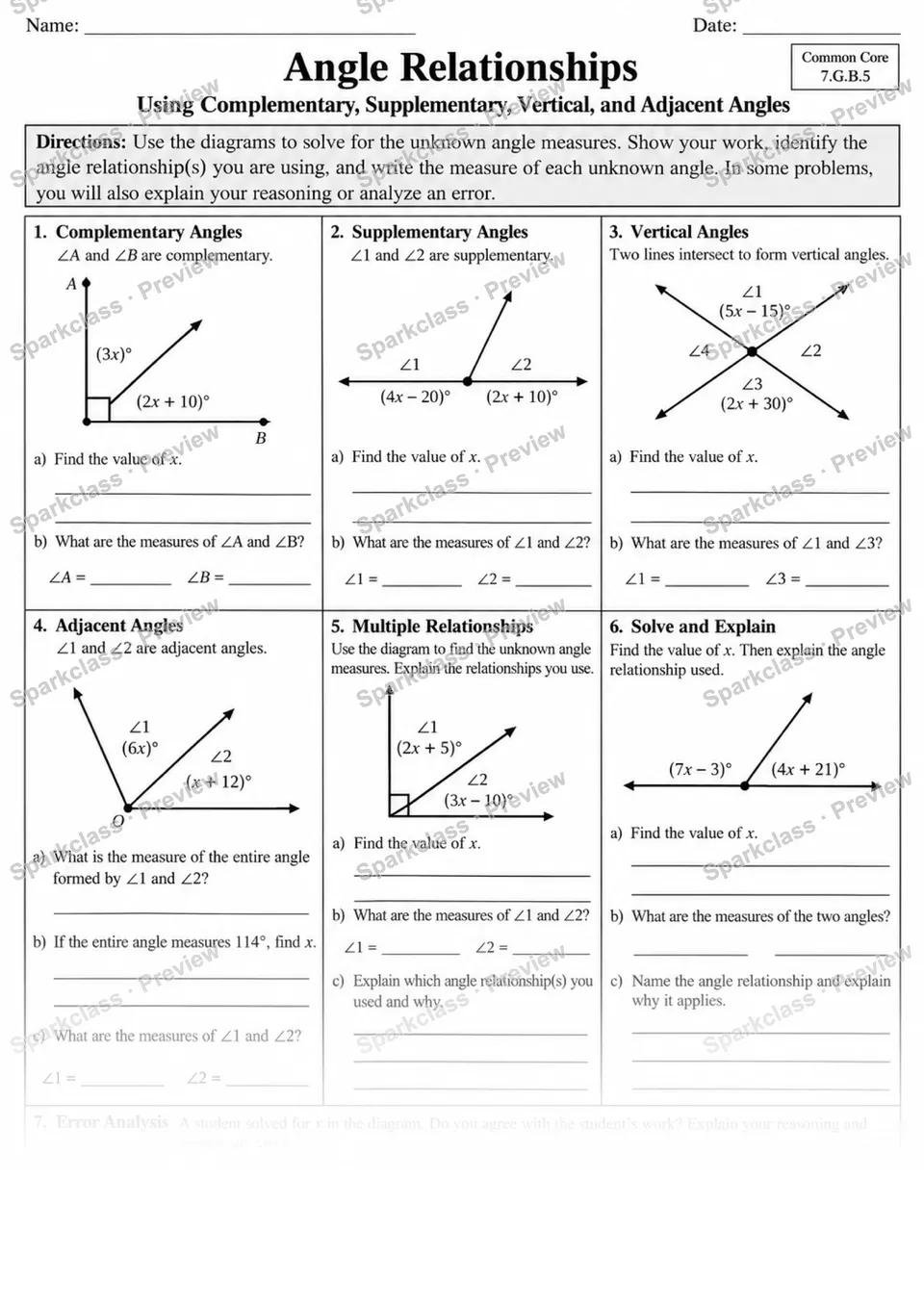 7.G.B.5 · Angle Relationships — page 1