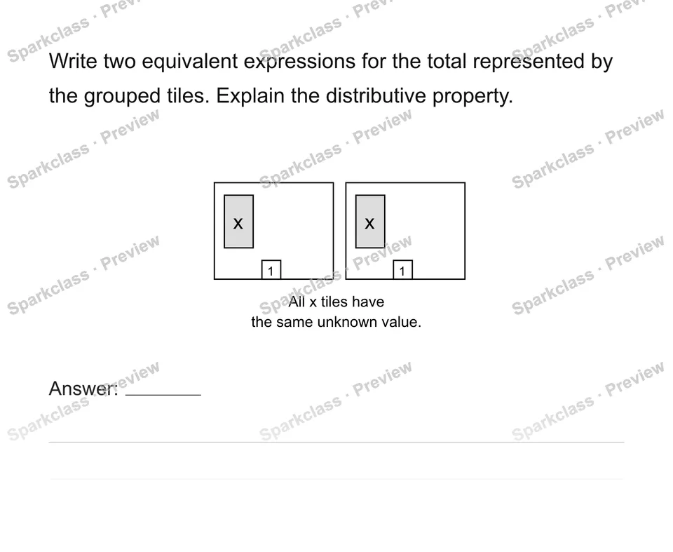 Generate and justify equivalent expressions — page 1