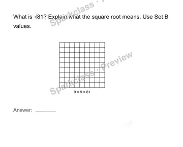 Interpret square roots — Grade 8 problem preview