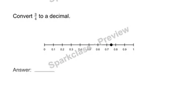 Convert fractions to decimals — Grade 8 problem preview