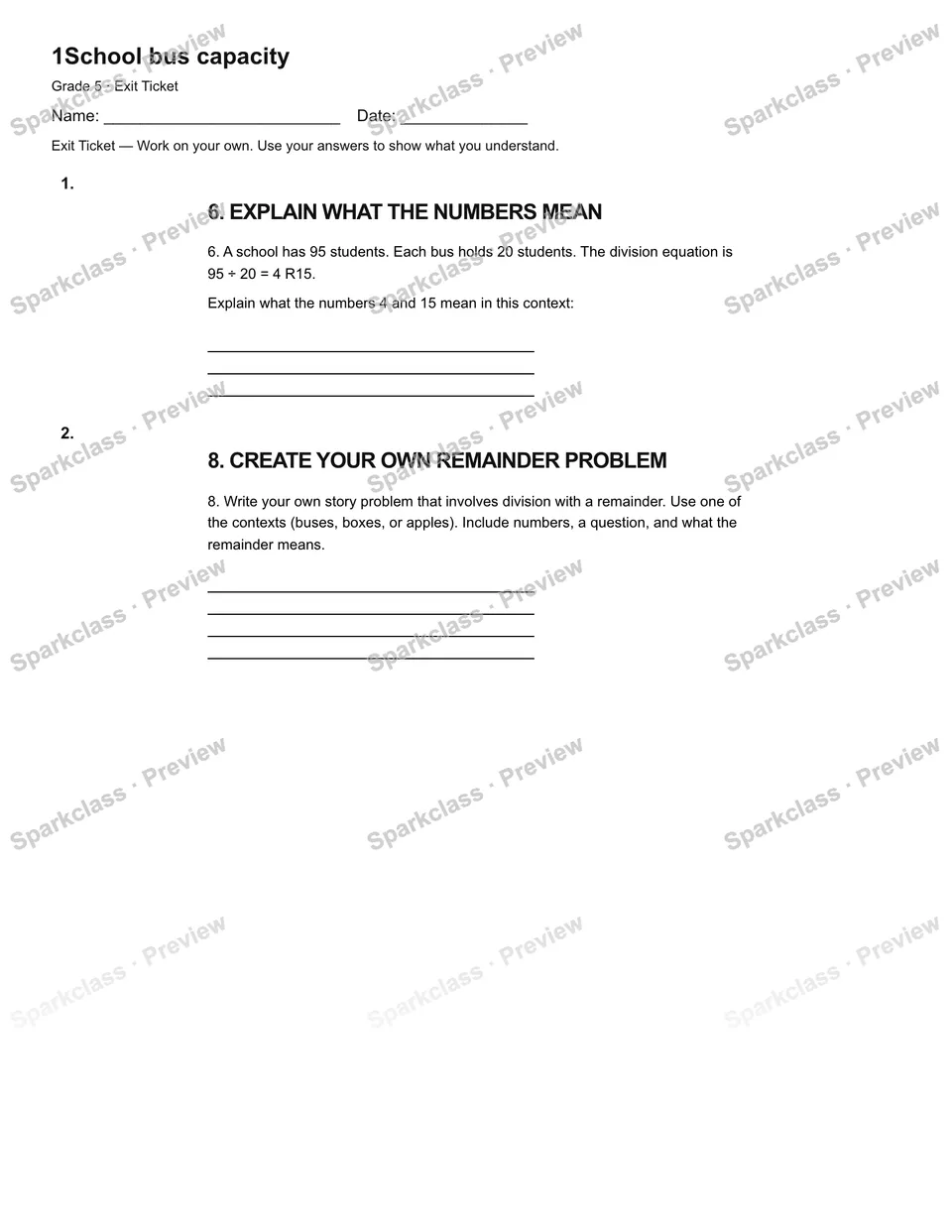 1School bus capacity — Exit Ticket — page 2