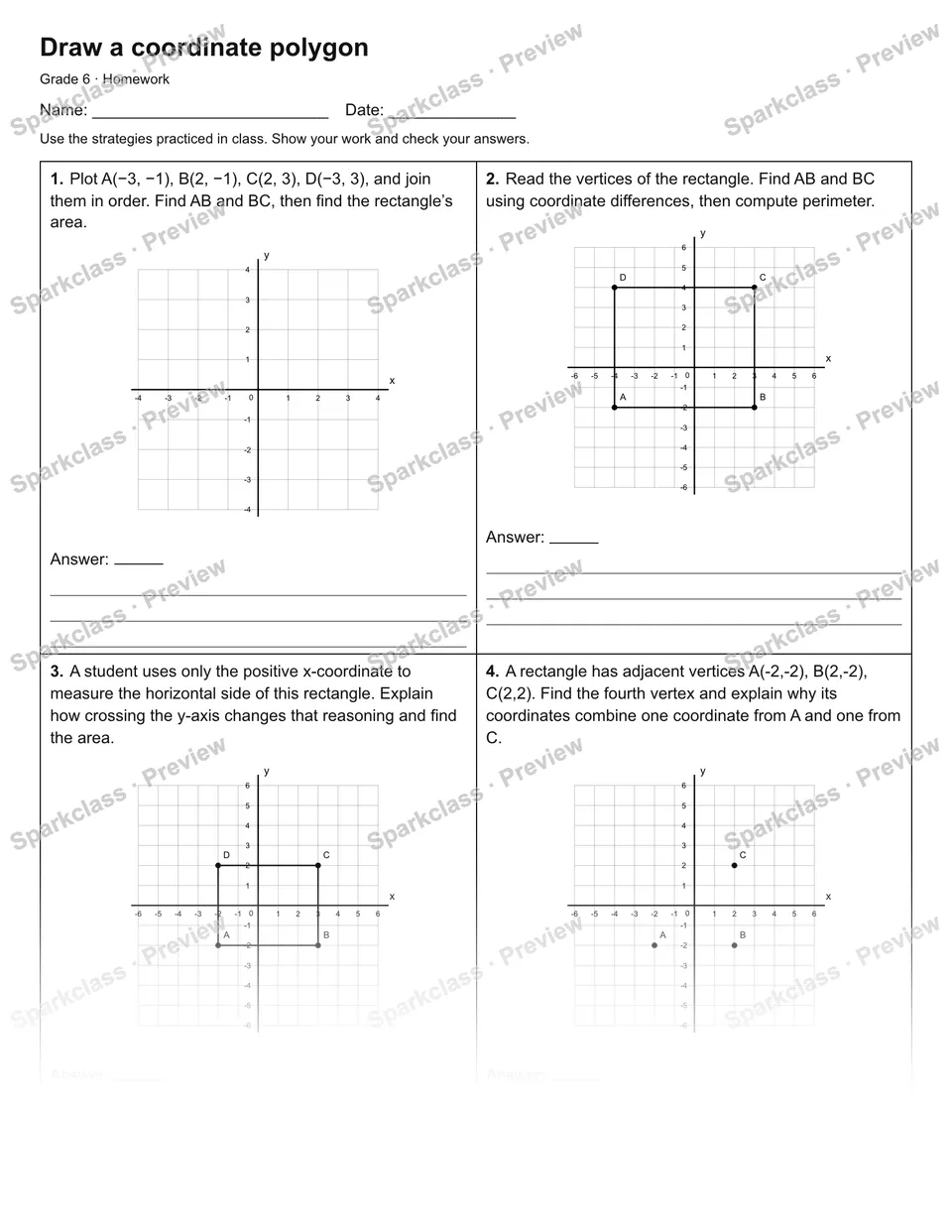 Draw a coordinate polygon — Homework — page 1