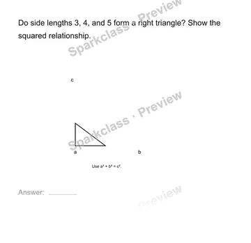 Test for a right triangle — Grade 8 problem preview