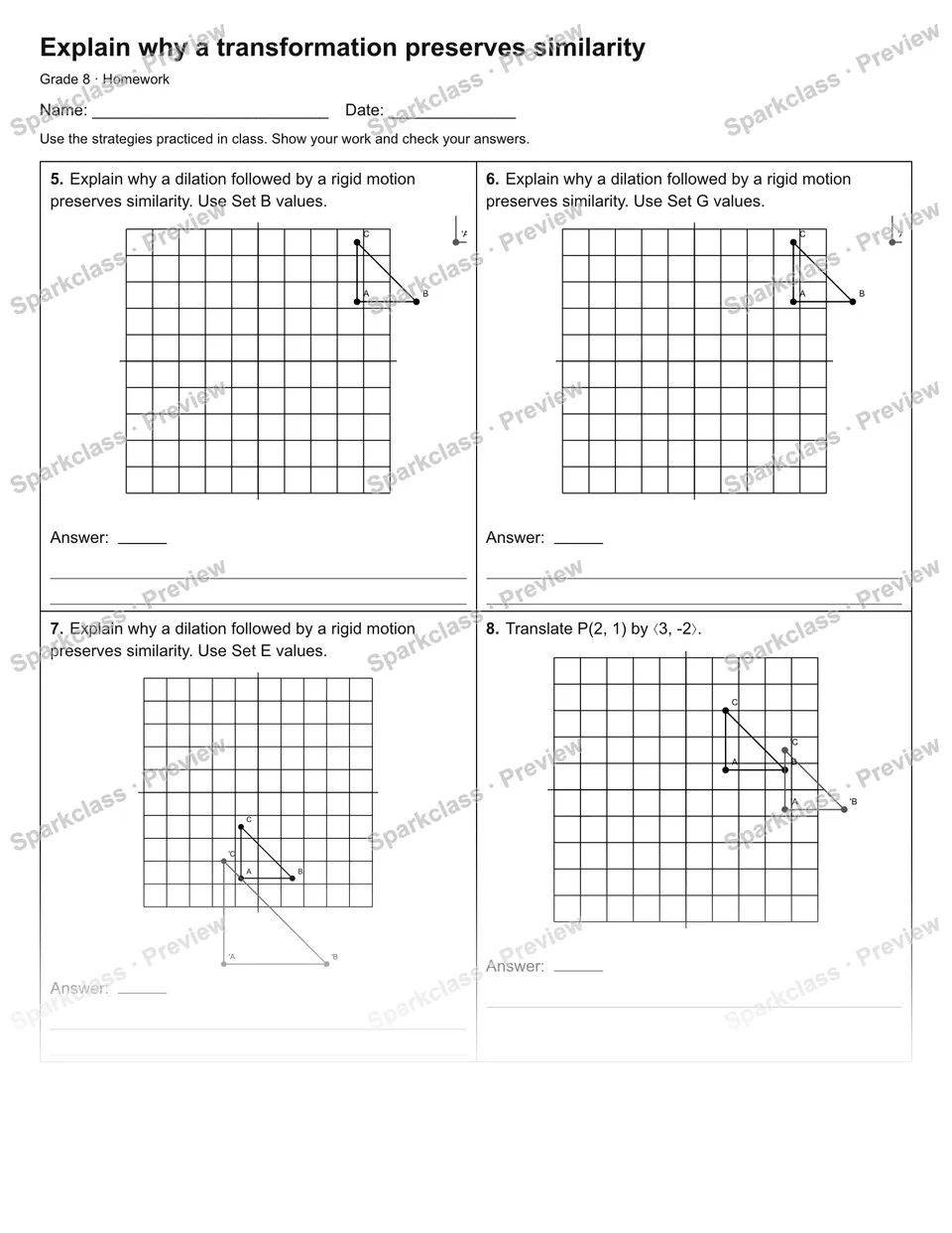 Explain why a transformation preserves similarity — Homework — page 2