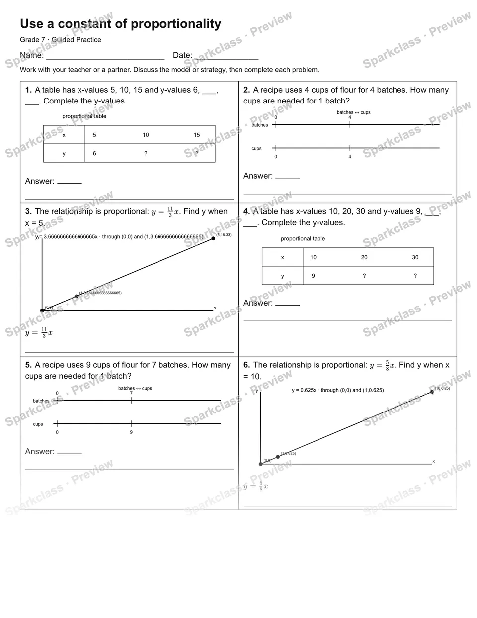 Use a constant of proportionality — Guided Practice — page 1