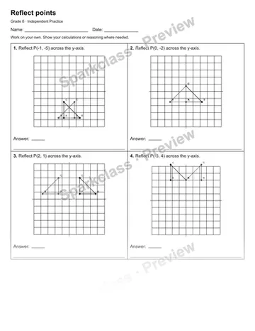 Reflect points — Independent Practice — Grade 8 worksheet preview