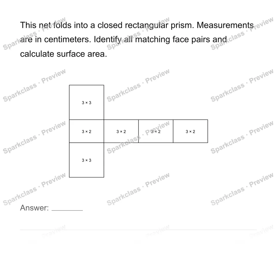 Connect rectangular-prism nets and surface area — page 1