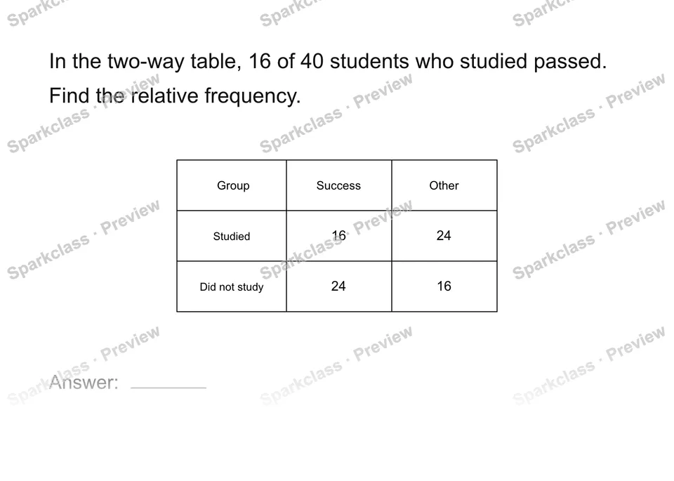 Read a two-way table — page 1