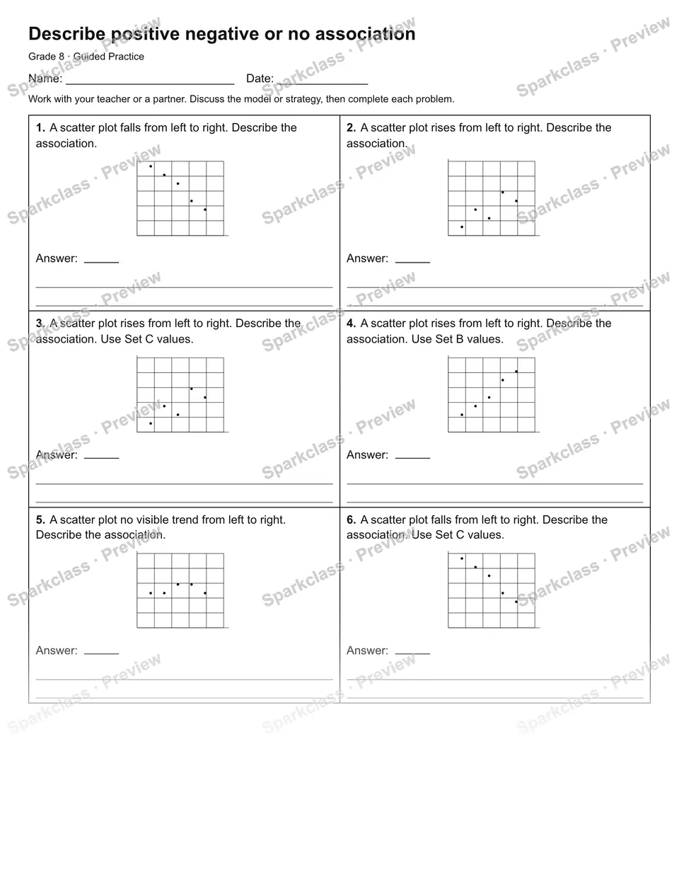 Describe positive negative or no association — Guided Practice — page 1
