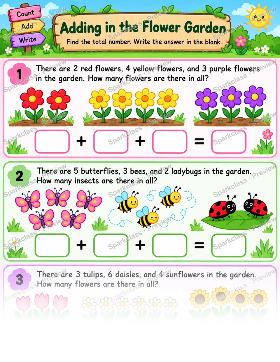 Garden Three Addends — page 1