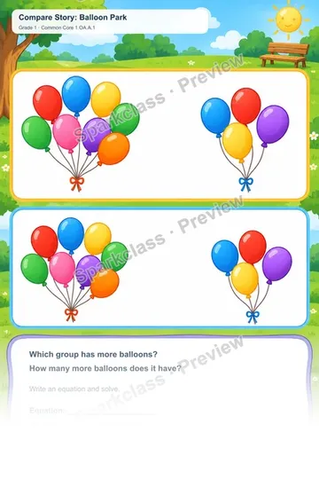 Compare Story: Balloon Park — Grade 1 worksheet preview