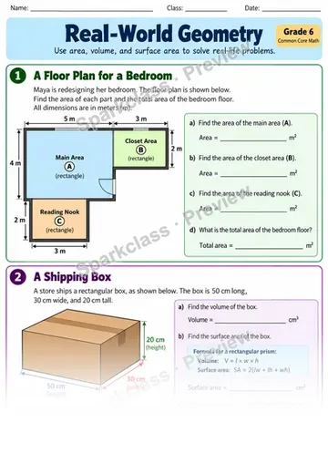 Real World Geometry — Grade 6 worksheet preview