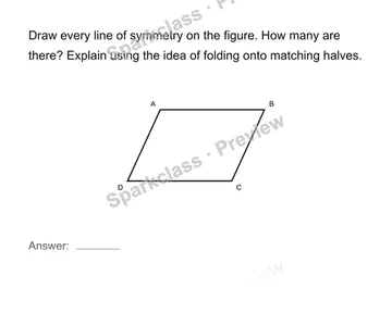 Identify and draw symmetry lines — Grade 4 problem preview