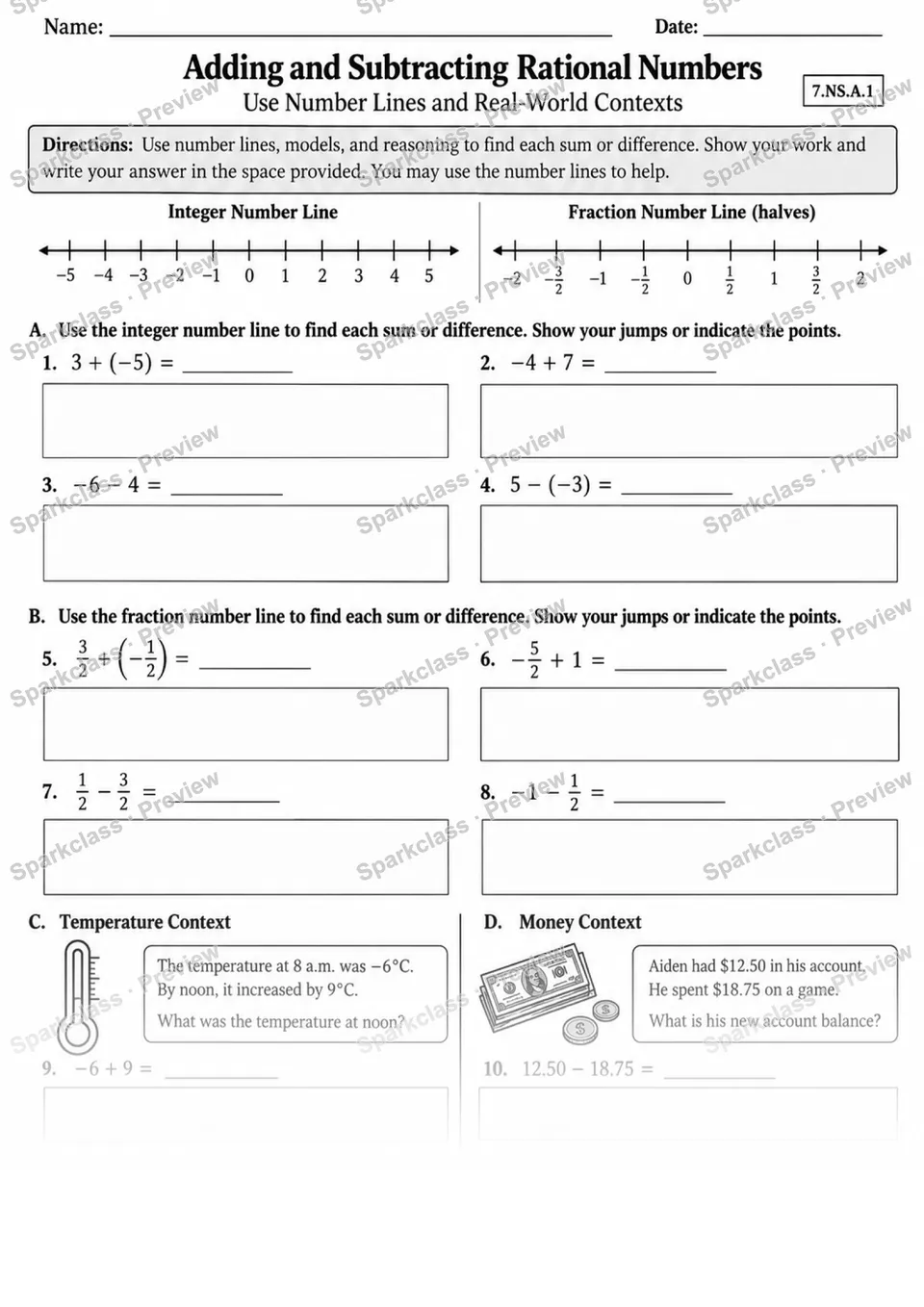7.NS.A.1 · 1 Rational Add Subtract Variant — page 1