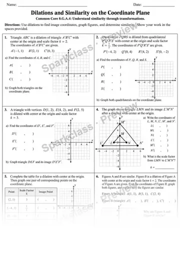 8.G.A.4 · 4 Similarity Dilations V3 — Grade 8 worksheet preview