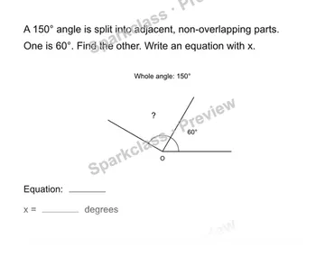 Find an unknown angle — Grade 4 problem preview