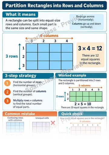 Knowledge Guide · Partition Rectangles into Rows and Columns — Grade 2 worksheet preview