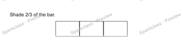 Shade 2/3 of the bar. — Grade 5 problem preview