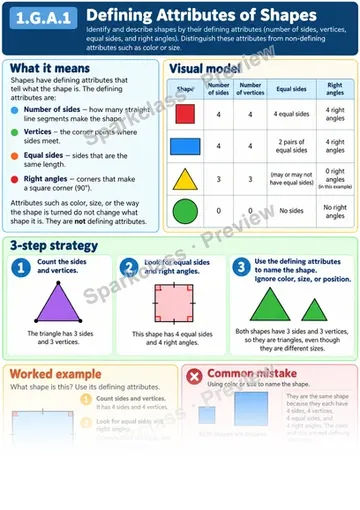 Knowledge Guide · Defining Attributes of Shapes — Grade 1 worksheet preview