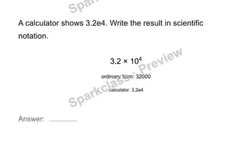 Interpret calculator notation — Grade 8 problem preview