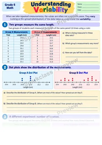Variability — Grade 6 worksheet preview