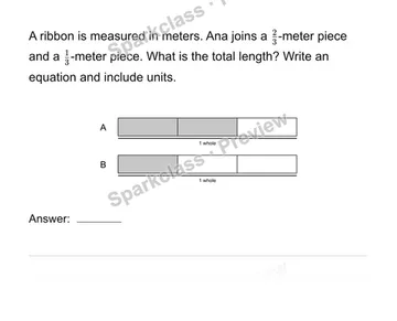 Solve fraction addition and subtraction stories — Grade 4 problem preview