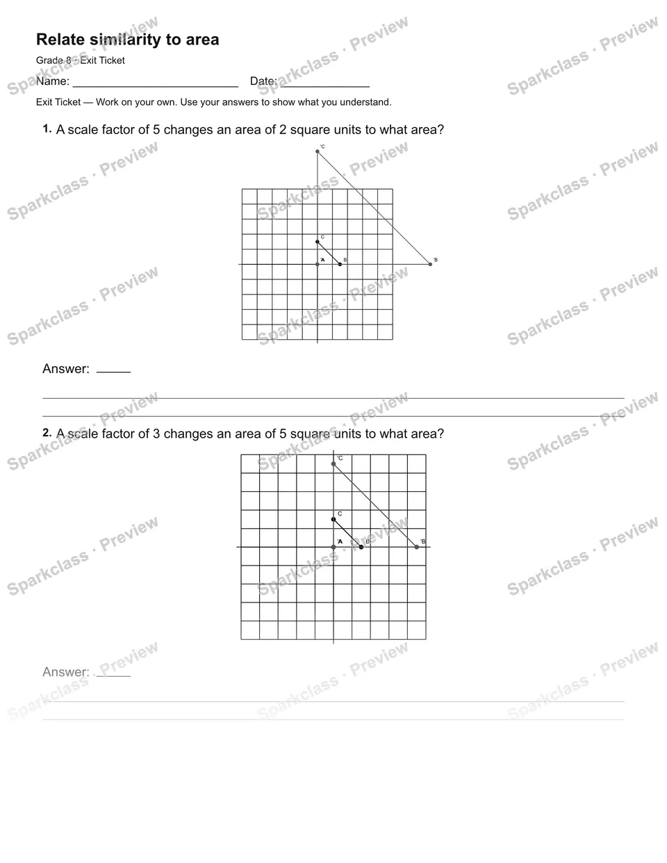 Relate similarity to area — Exit Ticket — page 2