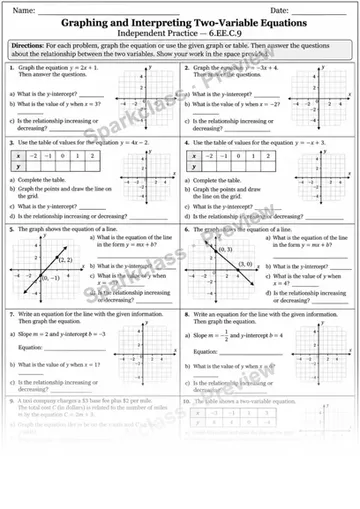 6.EE.B.6 · 6 Variables Expressions Variant 1 — Grade 6 worksheet preview