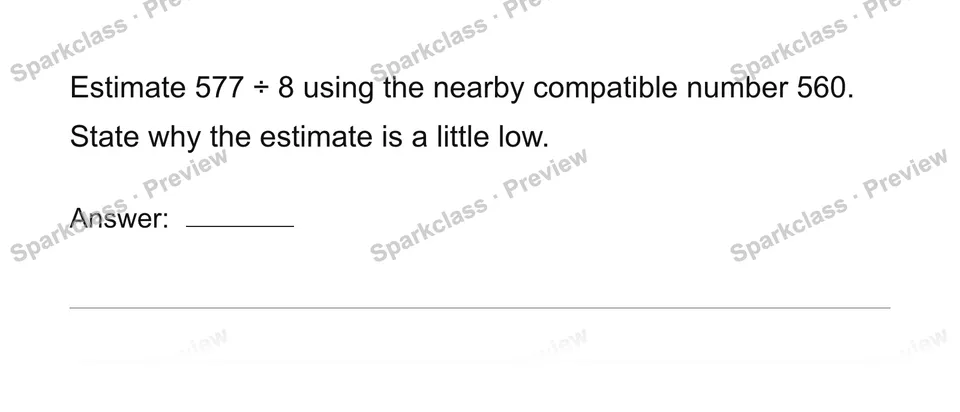 Divide using place value and compatible numbers — page 1