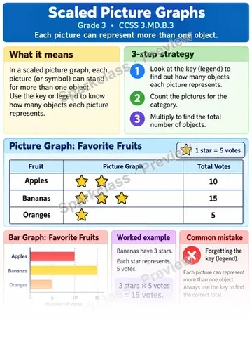 Knowledge Guide · Scaled Picture Graphs — Grade 3 worksheet preview